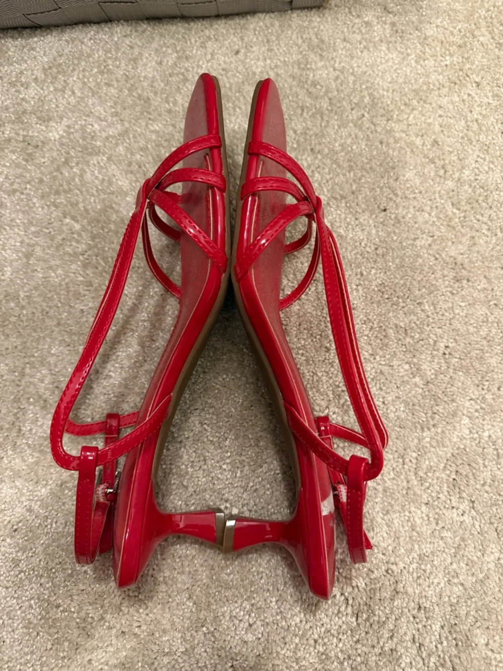 Marc Fisher Red Strappy Square-Toe Heels